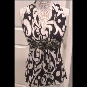 Brand new Cach’e  sleeveless Rhinestone blouse